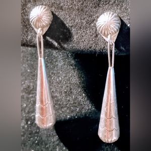 Vintage Native Sterling silver Dangling drop down design Earrings